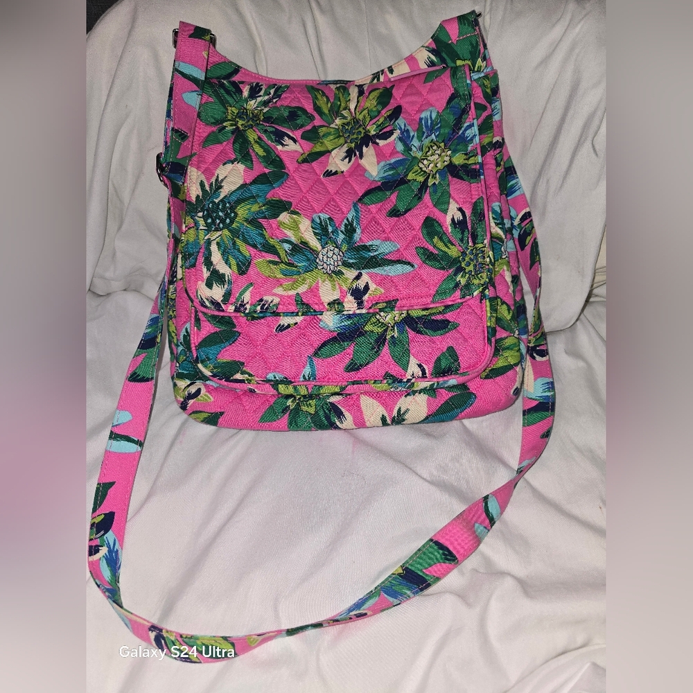 Vera Bradley Quilted Cotton Mailbag Crossbody Bag Handbag Tropical Paradise EUC